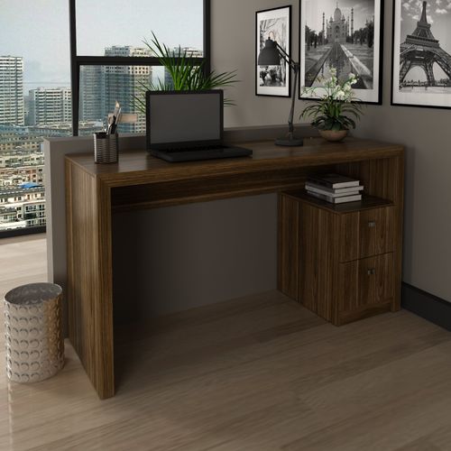 Mesa para Escritório com 2 Gavetas - Nogal