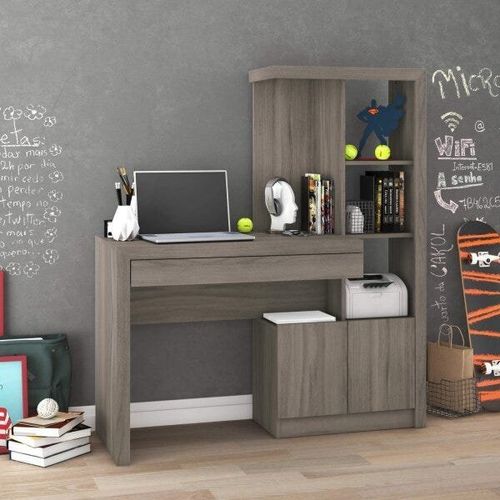 Estante Escrivaninha com 1 Gaveta e 4 Nichos - Tabaco