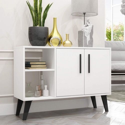 Balcão Buffet 2 Portas 2 Nichos Branco/Preto