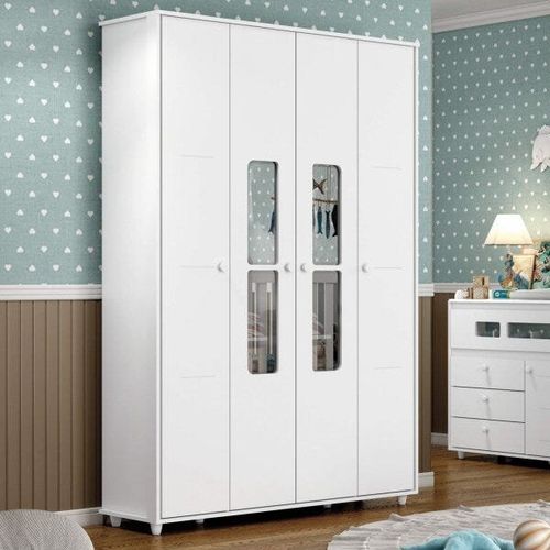 Guarda Roupa Infantil Aquarela 4 Portas 2 Gavetas - Branco