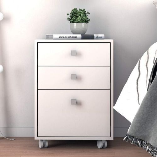 Mesa de Cabeceira 3 Gavetas BRV - Branco