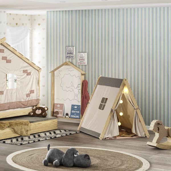 Cabana Infantil Casinha com tenda Cinza/Marfim/Natural - Casatema