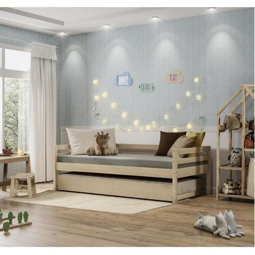 Cama Infantil Prime com Cama Auxiliar Casatema Natural da madeira