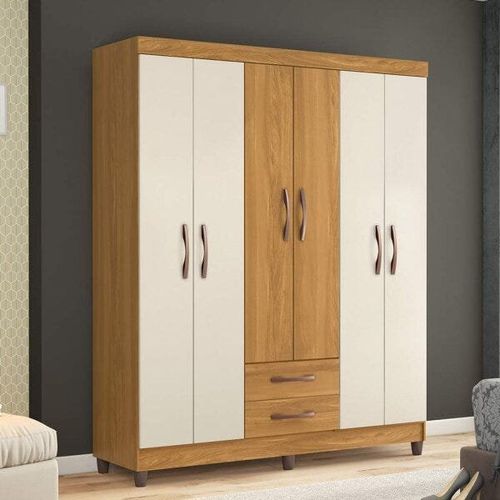 Guarda-Roupa Casal Ambar 6 Portas e 2 Gavetas - Grife/Off White