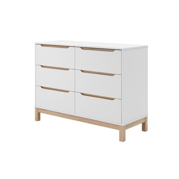 Cômoda Infantil Cozy com 6 Gavetas - Branco/ Castanho