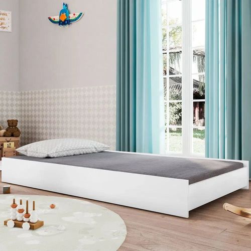Cama Auxiliar Infantil com Rodízios Branco Branco