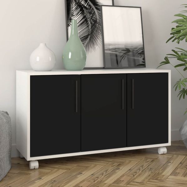 Buffet Office com 3 Portas BRV - Preto/Branco