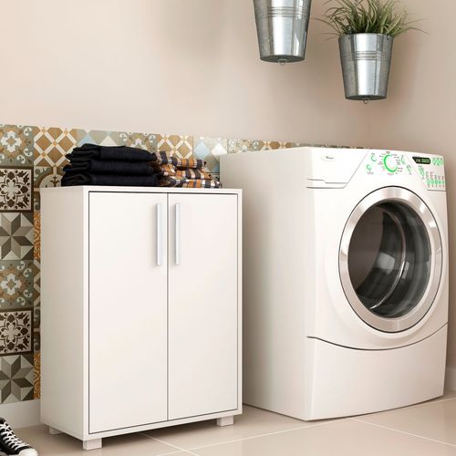 Balcão Multiuso 2 Portas 2 Prateleiras Internas BRV - Branco