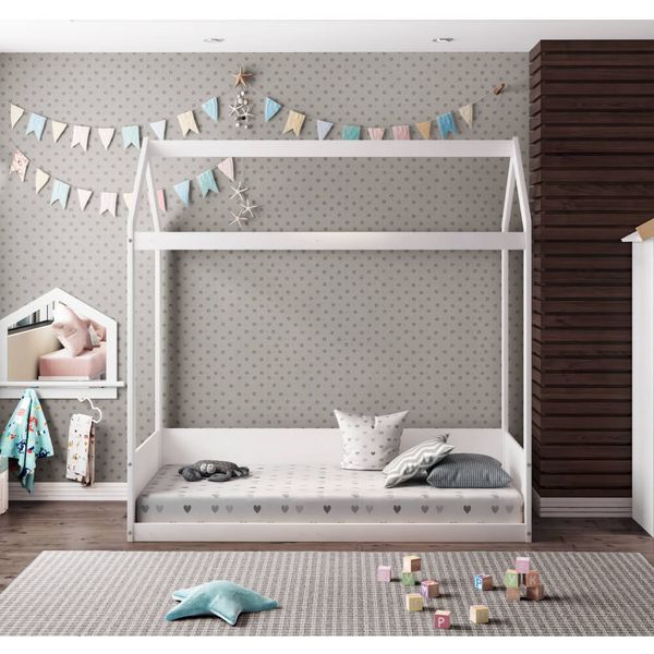 Mini Cama Montessoriano Casinha Garden - Branco