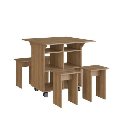 Mesa de Jantar 4 Lugares Quadrado Tampo Dobrável MDP Mel Mel