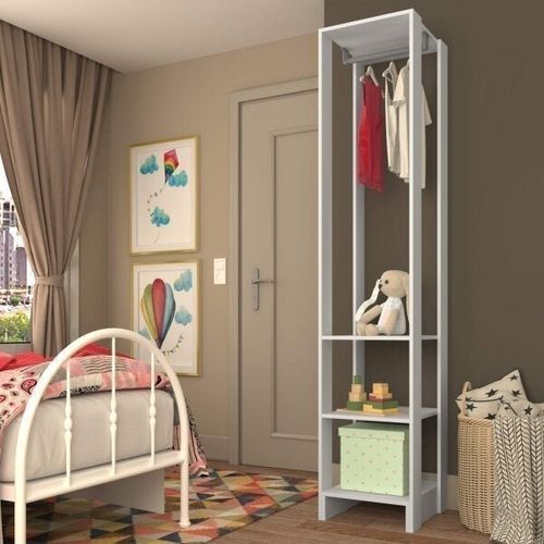 Estante Closet 40cm 3 Prateleiras e 1 Cabideiro - Branco