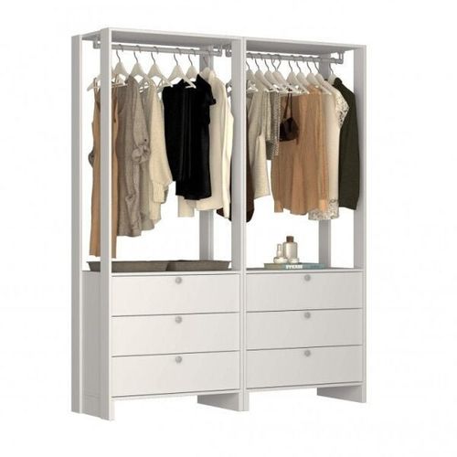 Estante Closet Yes com 6 Gavetas e 2 Cabideiros - Branco