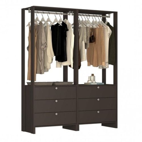 Estante Closet Yes com 6 Gavetas e 2 Cabideiros - Grafite