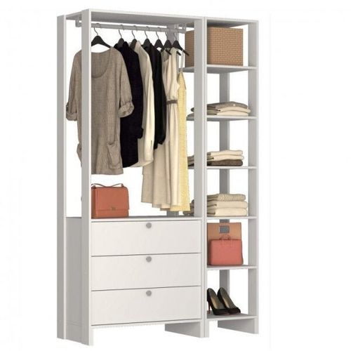 Estante Closet Yes 120cm 1 Cabideiro e 6 Nichos - Branco