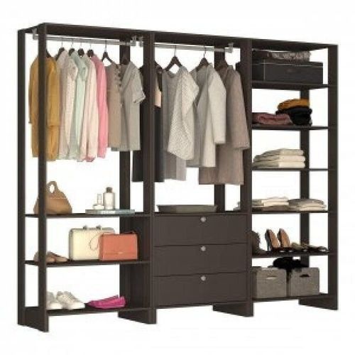 Estante Closet Yes com 2 Cabideiros e 3 Gavetas - Grafite