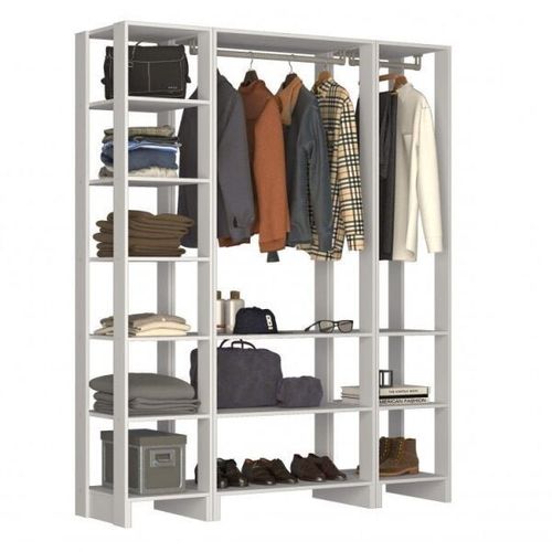 Estante Closet Yes com 2 Cabideiros e 10 Nichos - Branco