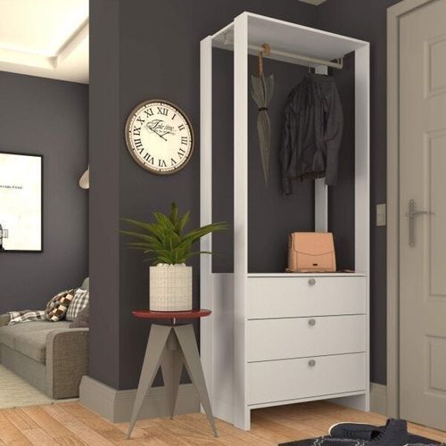 Estante Closet com 3 Gavetas e 1 Cabideiro - Branco
