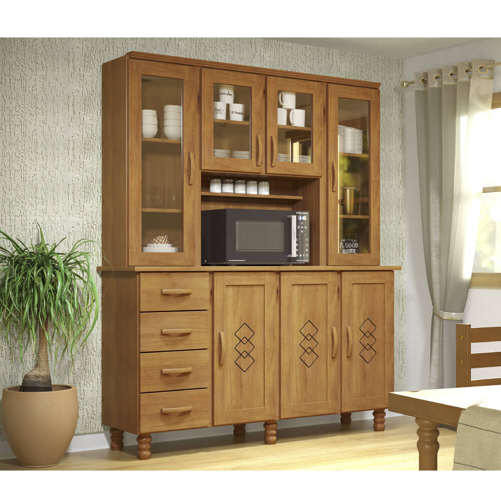 Arca Rústica Entalhe com 7 Portas e 4 Gavetas - Imbuia - CasaTema