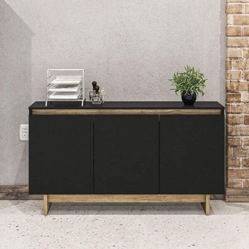 Armário para Escritório Los Angeles - Preto/Carvalho