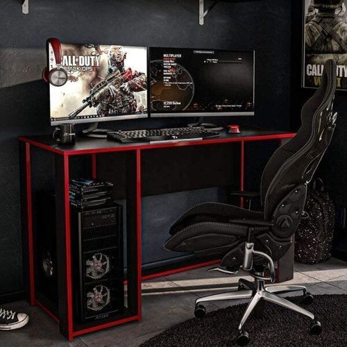 Mesa Escrivaninha Gamer Singapura - Preto/Vermelho