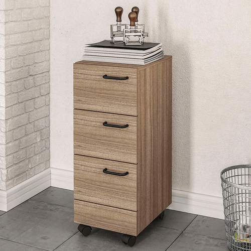 Gaveteiro para Escritório Osaka com 3 Gavetas - Castanho