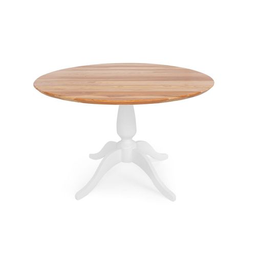 Mesa de Jantar Redonda Milena Madeira Eucalipto - Branco Fosco/Natural