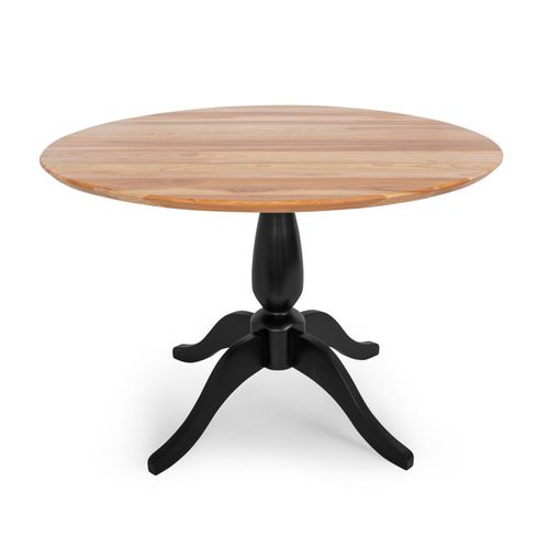 Mesa de Jantar Redonda Milena Madeira Eucalipto - Preto/Natural