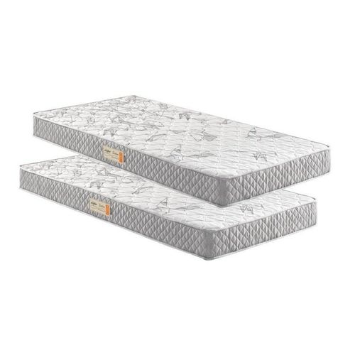 Kit 2 Colchões Solteiro Espuma D23 88CMX14CMX188CM e 78CMX14CMX188CM Ecoline Ecoflex Cinza Cinza