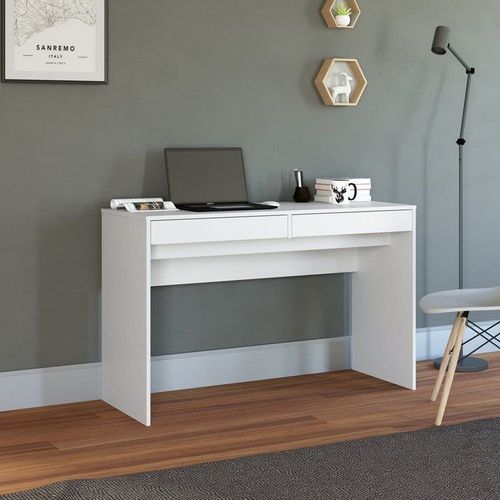 Escrivaninha Mesa para Computador 2 Gavetas 120cm Branca Branca