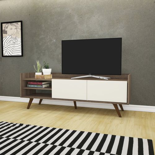Rack Retrô para TV de até 46'' com 2 Gavetas - Rústico/Off White