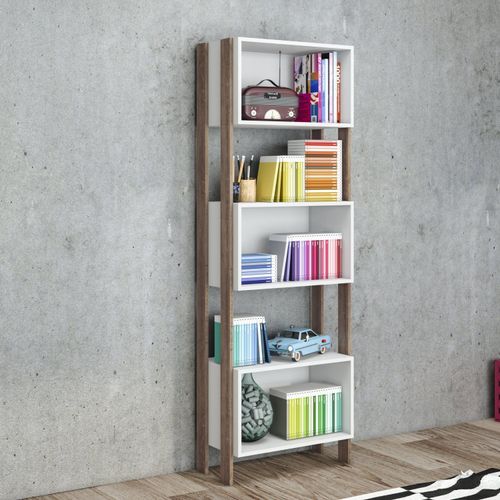 Estante Retrô com 3 Nichos - Branco/Rústico