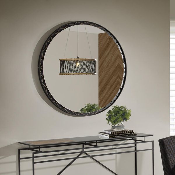 Espelho Decorativo Redondo Arus 120 cm - Preto