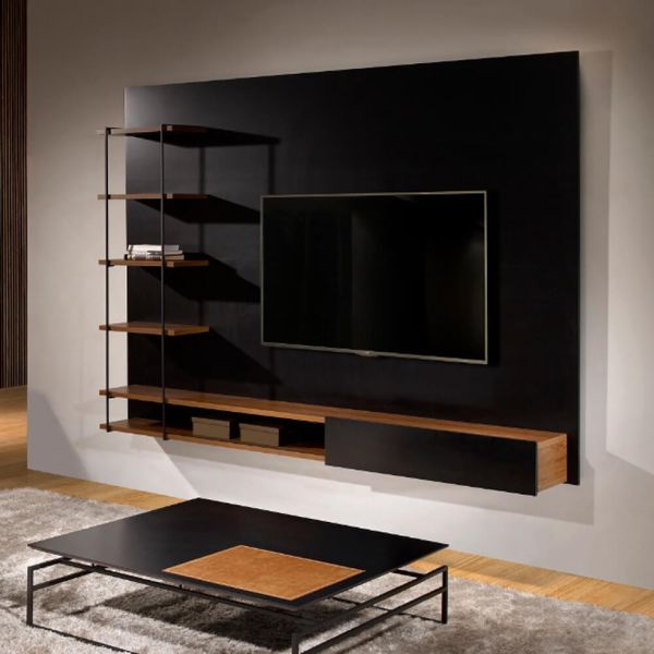 Painel Suspenso Lucca para Tv de até 65" - Preto/Avelã