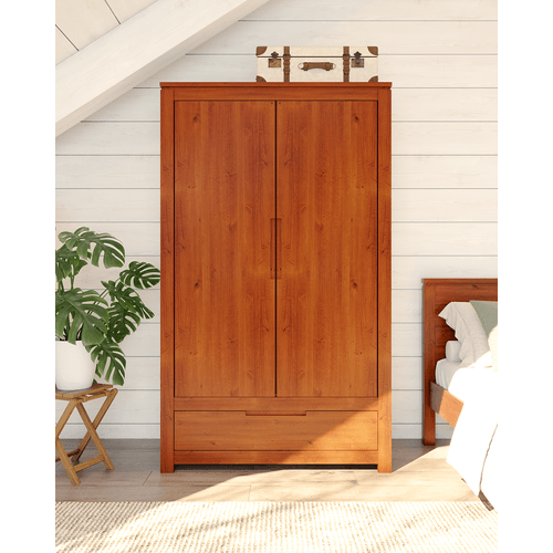 Guarda Roupa Madma com 2 Portas e 1 Gavetão Madeira Taeda - Garapa