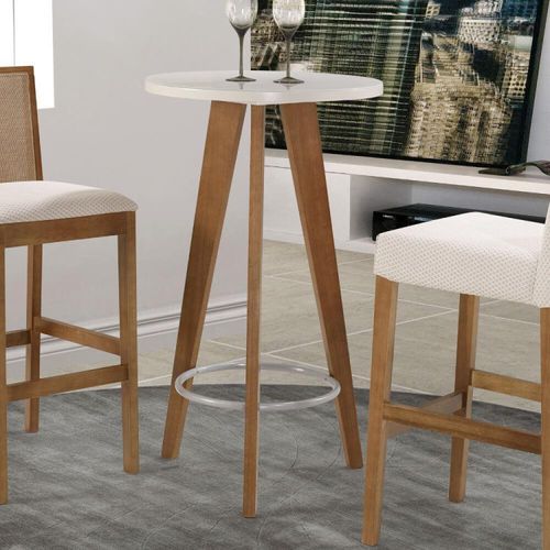 Mesa Bistrô com Tampo de Vidro - Castanho/Off White