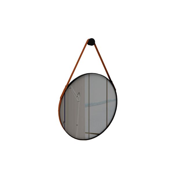 Espelho Decorativo Redondo Onix 70 cm - Preto/Caramelo