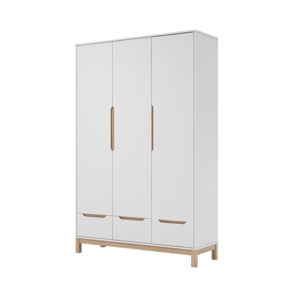 Guarda Roupa Infantil Cozy 3 Portas 3 Gavetas - Branco/Carvalho