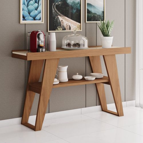 Aparador para Sala 1 Prateleira MDP Nature Off White 136cm Menphis Nature/Off White