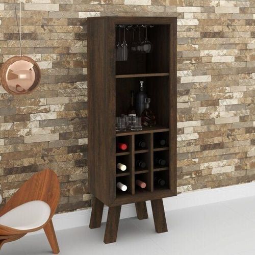 Adega para 9 Garrafas com Porta Taças - Rústico