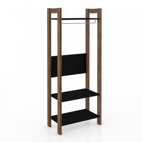 Estante Closet com 3 Prateleiras - Preto/Nogal