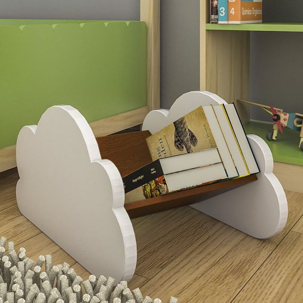 Porta Livros Infantil Nuvem Branco - Casatema