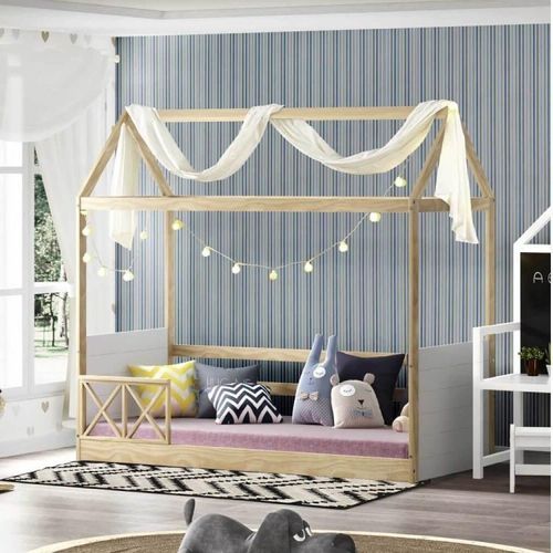 Cama Montessoriano Reversível com Grade Casinha Garden - Natural/Branco - Casatema