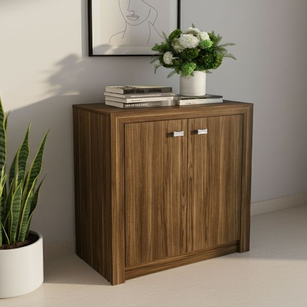Balcão para Escritório 60cm com 2 Portas e 1 Prateleira ME4103 Nogal