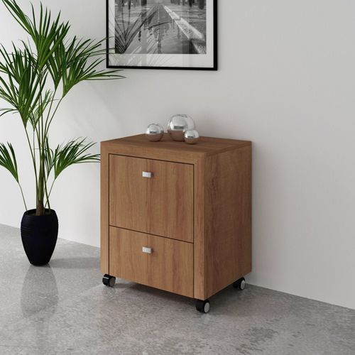 Gaveteiro com 2 Gavetas e Rodízios - Amêndoa