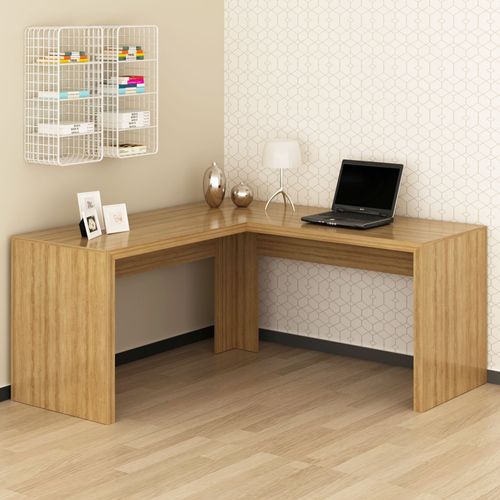 Escrivaninha Mesa Escritório Angular em L ME4116 157,3cm Amêndoa Marrom Amendoa
