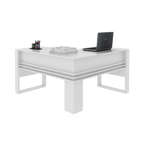 Mesa para Escritório em L 136 cm - Branco