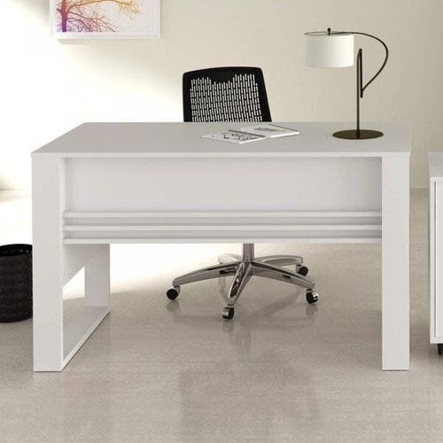 Mesa para Escritório com Porta Revistas - Branco