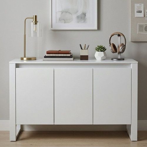 Balcão para Escritório 136cm com 3 Portas e 1 Prateleira ME4147 Branco Branco