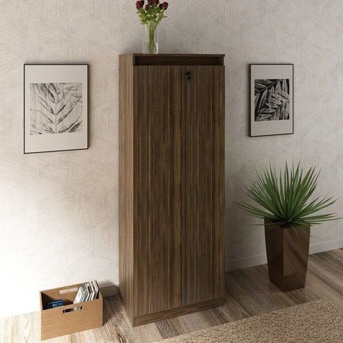Armário para Escritório com 2 Portas com Chave ME4151 Tecno Mobili Marrom Nogal