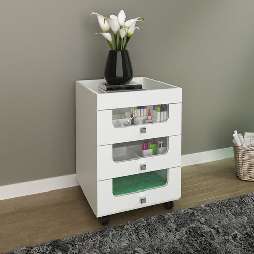 Carrinho de Maquiagem com 3 Gavetas - Branco